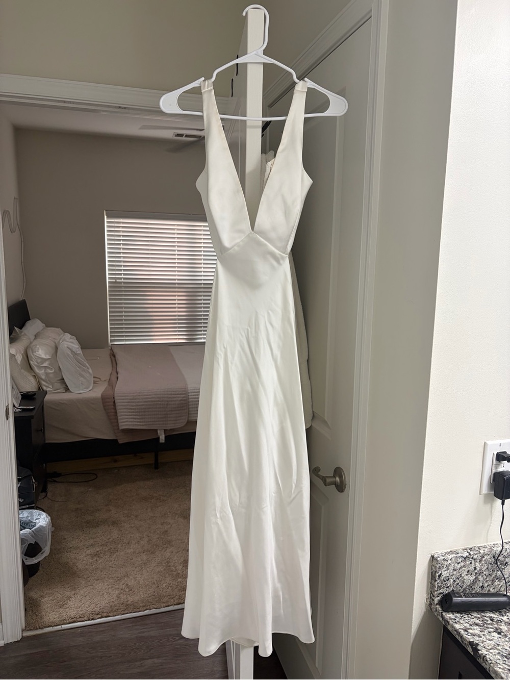 Sachin + Babi White Satin Backless Slip Dress